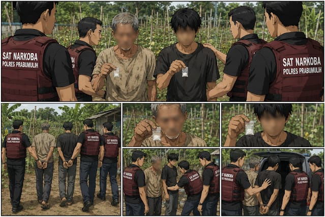  Dua Pria Diciduk Satresnarkoba Polres Prabumulih di Kebun Purwodadi