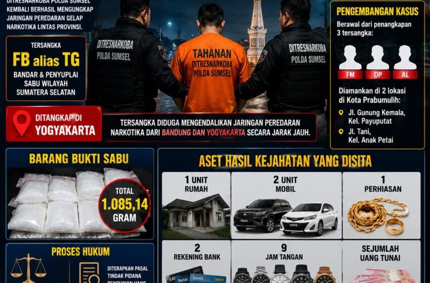  Polda Sumsel Ringkus Bandar Sabu Jaringan Lintas Provinsi, TPPU Diterapkan