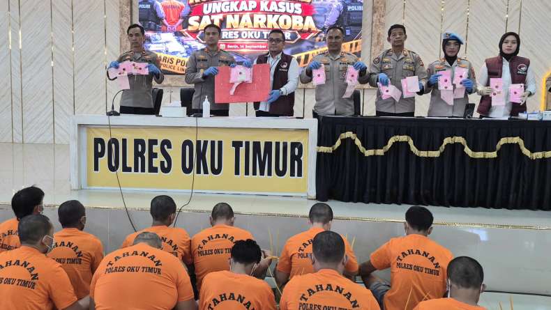  Polres OKU Timur Bongkar Peredaran Narkoba, 20 Tersangka dan 491 Gram Sabu Diamankan